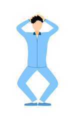 Vector illustration of a man in jersey doing squats