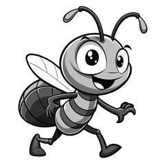 Adorable Cartoon Bee Character Waving and Smiling – Cute and Funny Vector Illustration of Happy Insect Mascot for Kids Nature and Wildlife Design