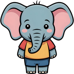Naklejka premium Cute Baby Elephant Cartoon Character
