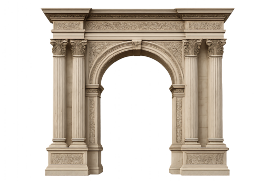 Classical Corinthian Arch with Ornate Columns and Decorative Reliefs
