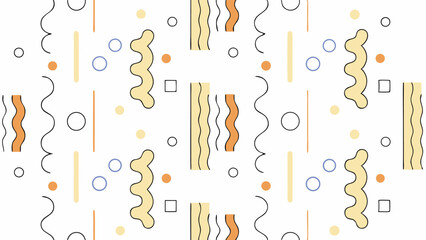 Abstract Seamless Pattern with Pastel Shapes and Lines