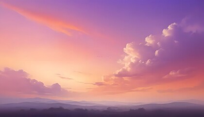 Fototapeta premium Serene Sunset Sky with Warm Orange, Pink, and Purple Gradient