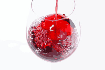 Wine Time - Wine Time image of a glass of red wine on white background, vector
