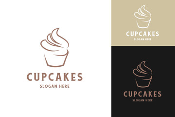 Cupcakes logo design template vector illustration