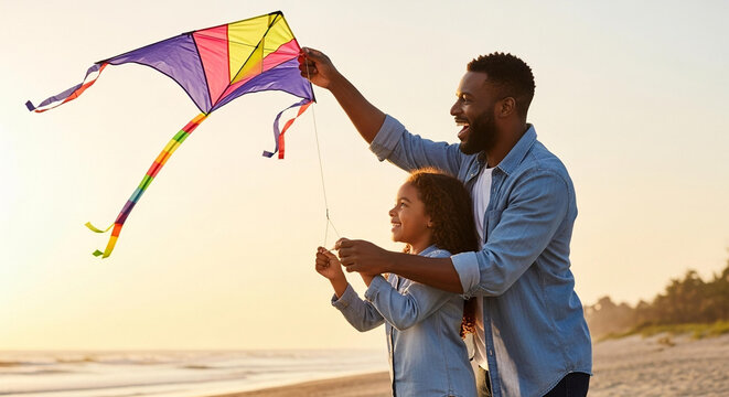 Father and Son Assembling Model Airplane in Daylit Garage