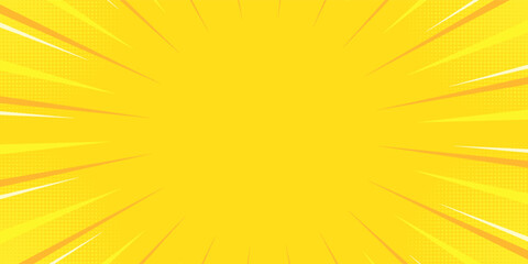 Yellow comic book background. Modern creative pop art orange halftone style background © Iflah