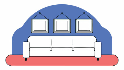 Modern Living Room Interior with Sofa and Framed Pictures