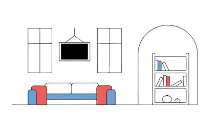 Minimalist Living Room Interior Design Illustration