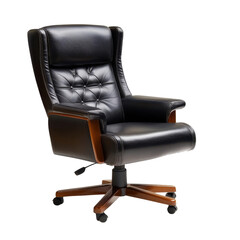 Modern Black Leather Executive Office Chair with Adjustable Features and Stylish Design for Ergonomic Comfort and Supporttransparent background