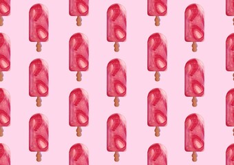 Delicious strawberry jelly ice cream vector pattern illustration. Perfect for wallpapers, assets, etc.