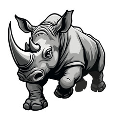 Fototapeta premium Hand drawn cartoon rhinos vector illustration