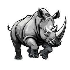 Fototapeta premium Hand drawn cartoon rhinos vector illustration