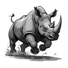 Fototapeta premium Hand drawn cartoon rhinos vector illustration