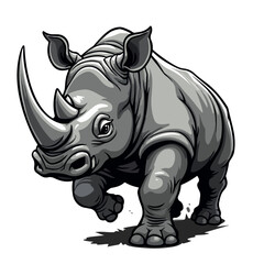 Fototapeta premium Hand drawn cartoon rhinos vector illustration