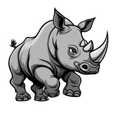 Fototapeta premium Hand drawn cartoon rhinos vector illustration