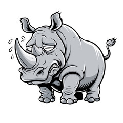 Obraz premium Hand drawn cartoon rhinos vector illustration