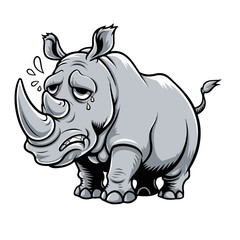 Fototapeta premium Hand drawn cartoon rhinos vector illustration