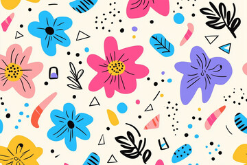 Seamless floral pattern with a vintage retro design of delicate pink flowers and turquoise green leaves suitable for textiles or wallpaper