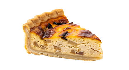Serving Quiche Slice Appetizing Meal on White Background