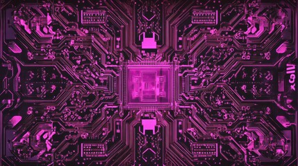 Futuristic neon circuit board background with glowing purple and blue lines representing advanced digital technology, cybersecurity, and modern innovation trends in a horizontal layout




