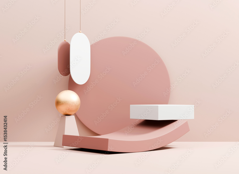 Poster abstract minimal modern podium platform for product display showcase 3d rendering