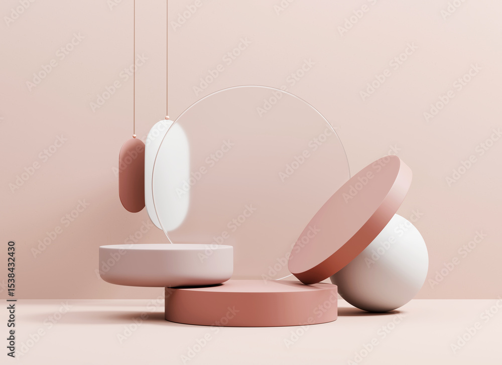 Poster abstract minimal modern podium platform for product display showcase 3d rendering