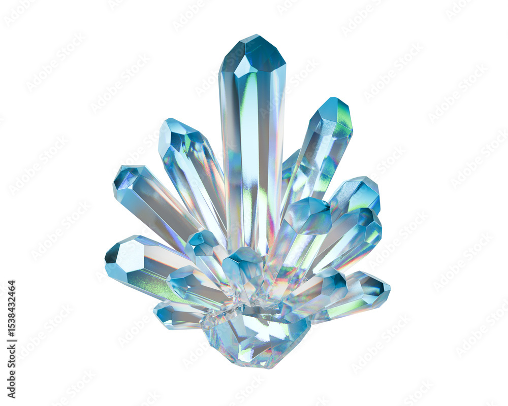 Poster clear crystal isolated background 3d rendering