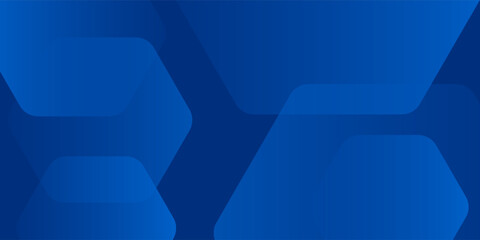Modern abstract blue background with glowing geometric lines. Blue gradient hexagon shape design. Futuristic technology concept.
