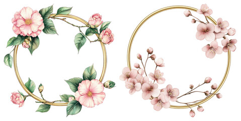 Fototapeta premium PNG Elegant floral wreath designs, element set on transparent background