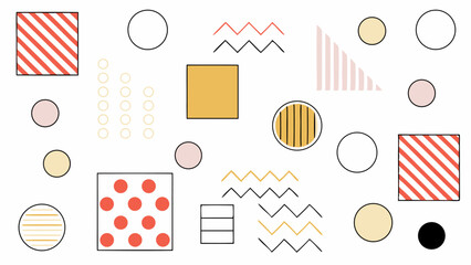 Abstract Geometric Pattern with Circles, Squares, and Stripes