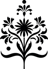 Ornate floral design element isolated on white background
