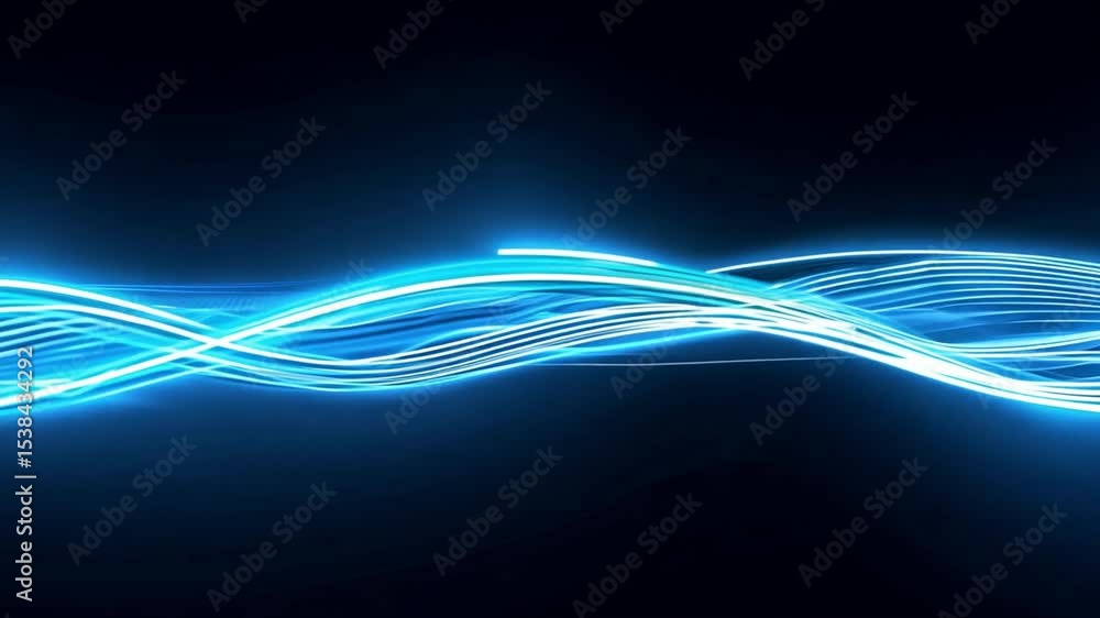 Poster abstract blue light wave flowing seamlessly against a dark background, creating a visual representat
