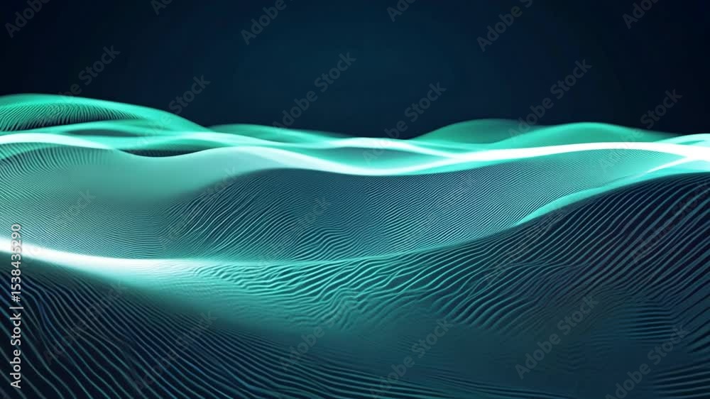 Poster abstract waves of light in a dark environment, flowing lines and patterns creating depth and movemen