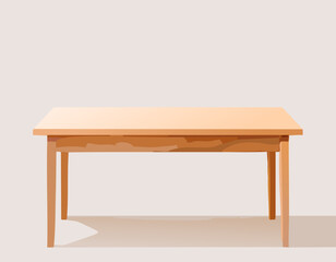 Simple wooden table in minimal style with clean lines and warm brown color, perfect for modern interiors with copy space on top, soft light and white background.