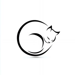 Fototapeta premium A cat is sleeping in a circle. The cat is white and has black ears. The cat is curled up
