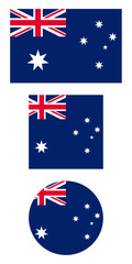 
Australia flag PNG vector. Australia square and round icon isolated on transparent PNG background. Australia flag icon.