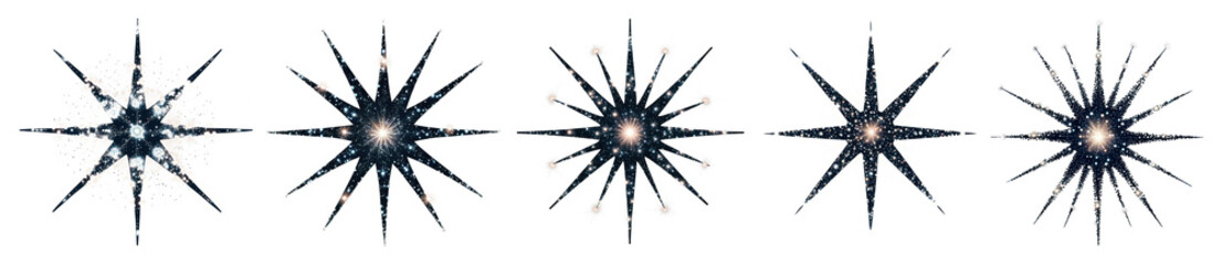 PNG Sparkling starburst decorative design, element set on transparent background