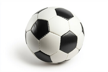 Fototapeta premium Classic leather soccer ball with black and white panels isolated on a white background
