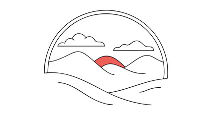 Minimalist Sunset Landscape Illustration