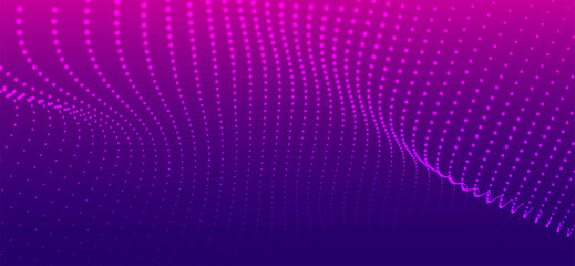 Obraz premium Abstract background with dynamic color wave. Futuristic dotted wave of bright particles. Colorful background for presentation design. Wide format 3D illustration. Weave effect.