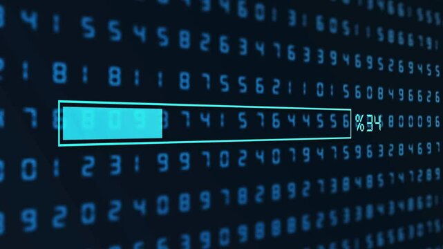 Blue hexadecimal code background representing digital data, coding, and computing.