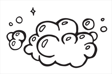 cute doodle illustrations of foam, soap bubbles.