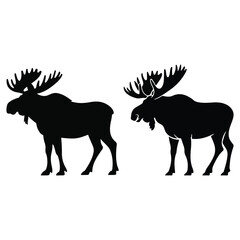Naklejka premium moose standing silhouette vector