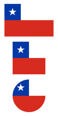 Chile flag PNG vector. Chile square and round icon isolated on transparent PNG background. Chile flag icon.