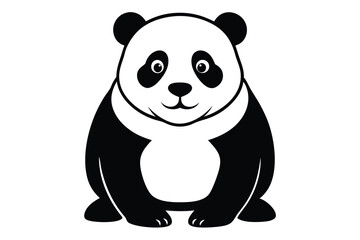 Adorable panda sits calmly showcasing its distinct black and white markings on clear background