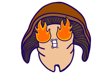Burning Passionate Expression Mushrooms Cartoon Set