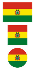Fototapeta premium Bolivia flag PNG vector. Bolivia square and round icon isolated on transparent PNG background. Bolivia flag icon.