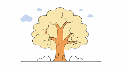 Cartoon Tree with Clouds