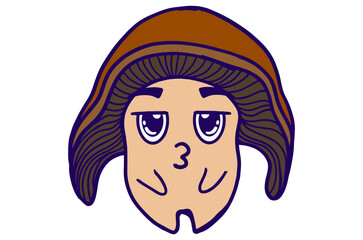 Frowning Expression Mushroom Kawaii Stickers