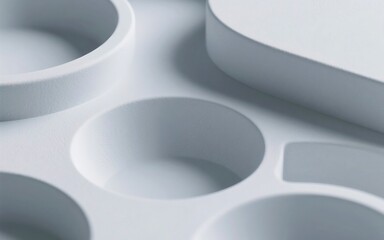 Soft neumorphic background generative ai image with light grey shapes and embossed